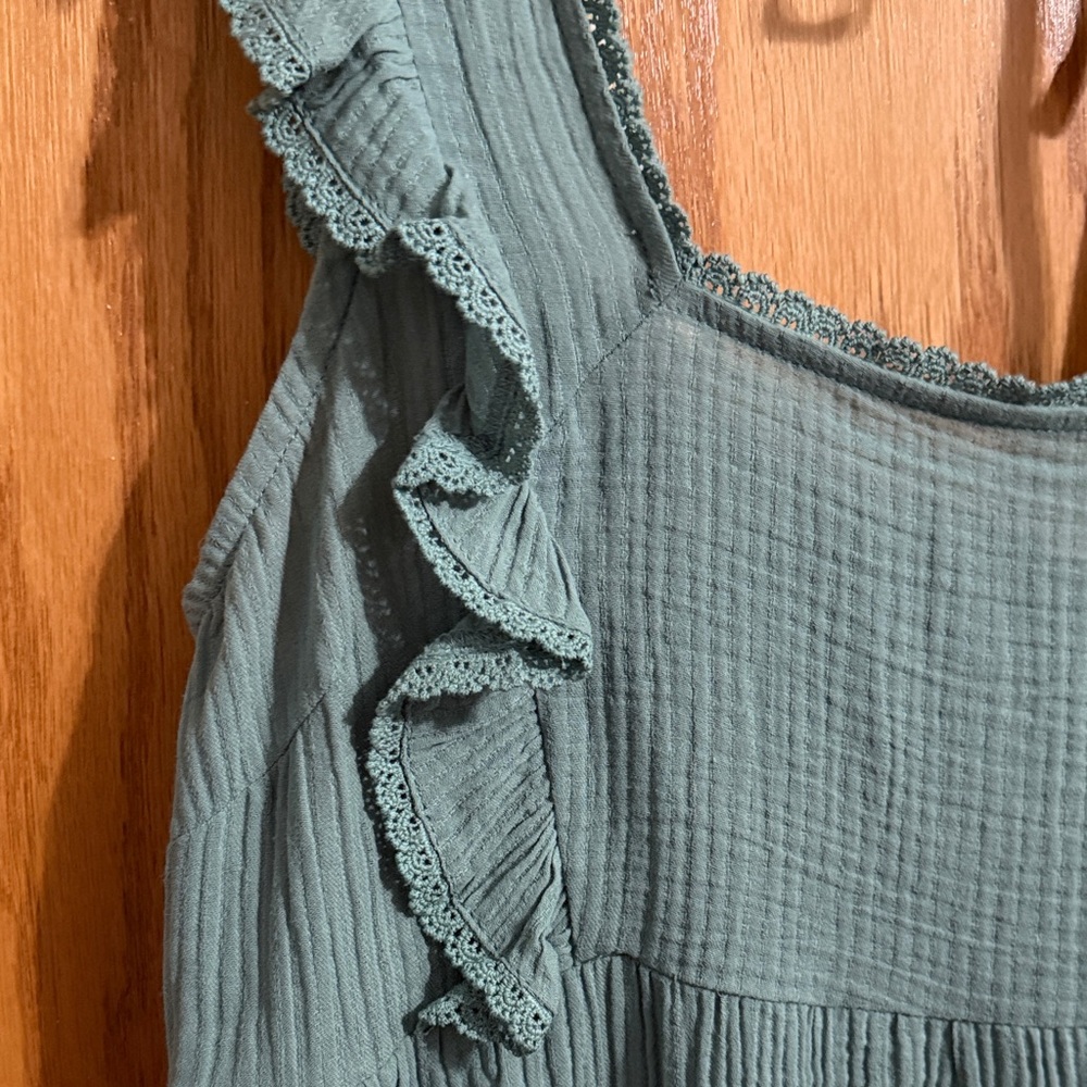Hem & Thread Sage Green Ruffle Tank Top - Picture 3 of 6